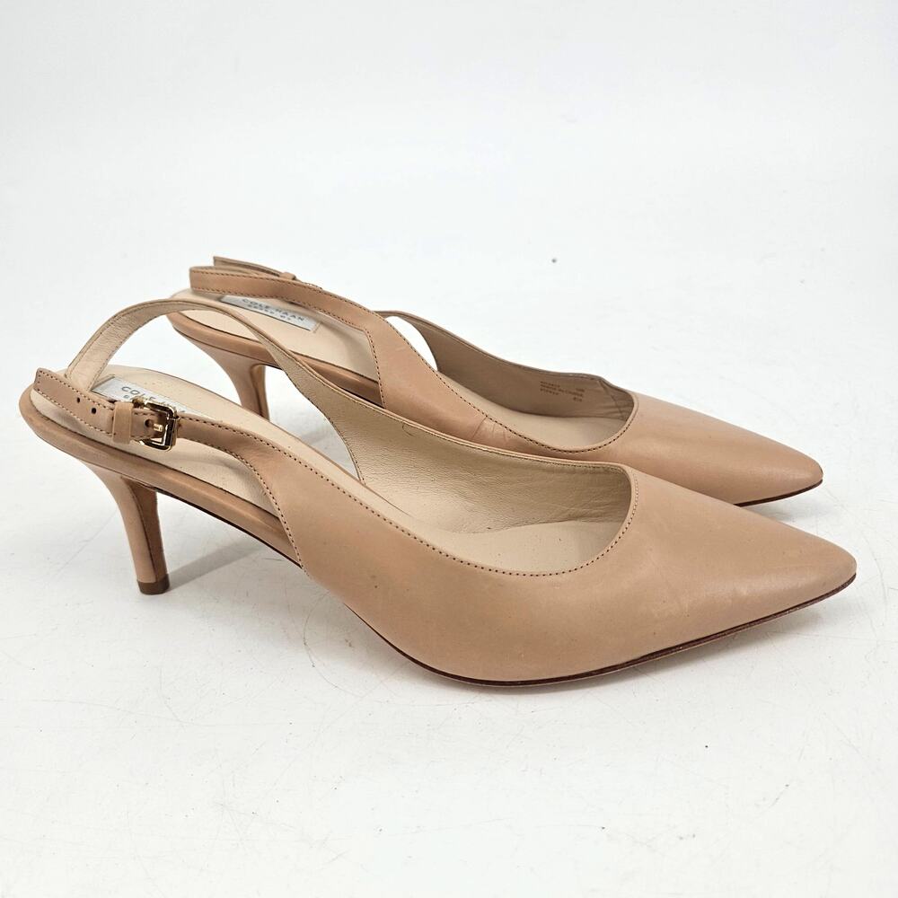 Cole Haan Nude Leather Slingback Heels Size 10 B Old Money Minimalist Corpcore